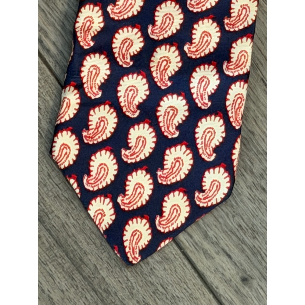 Vintage Liberty of London Silk Paisley Tie Navy Crimson Cream Made In USA